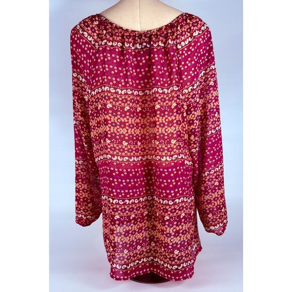 VTG Faded Glory Womens Paisley Top 2X Sheer Fairy Whimsigoth Feminine Blouse - Picture 5 of 7